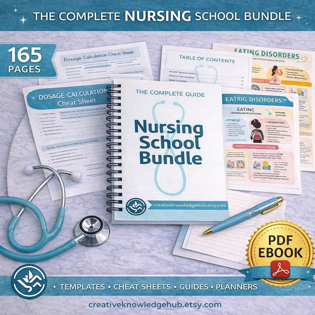 Ultimate Nursing School Bundle 2026 | NCLEX Study Guide, Med Surg, Pharmacology, Pediatrics, Fundamentals | Digital Download