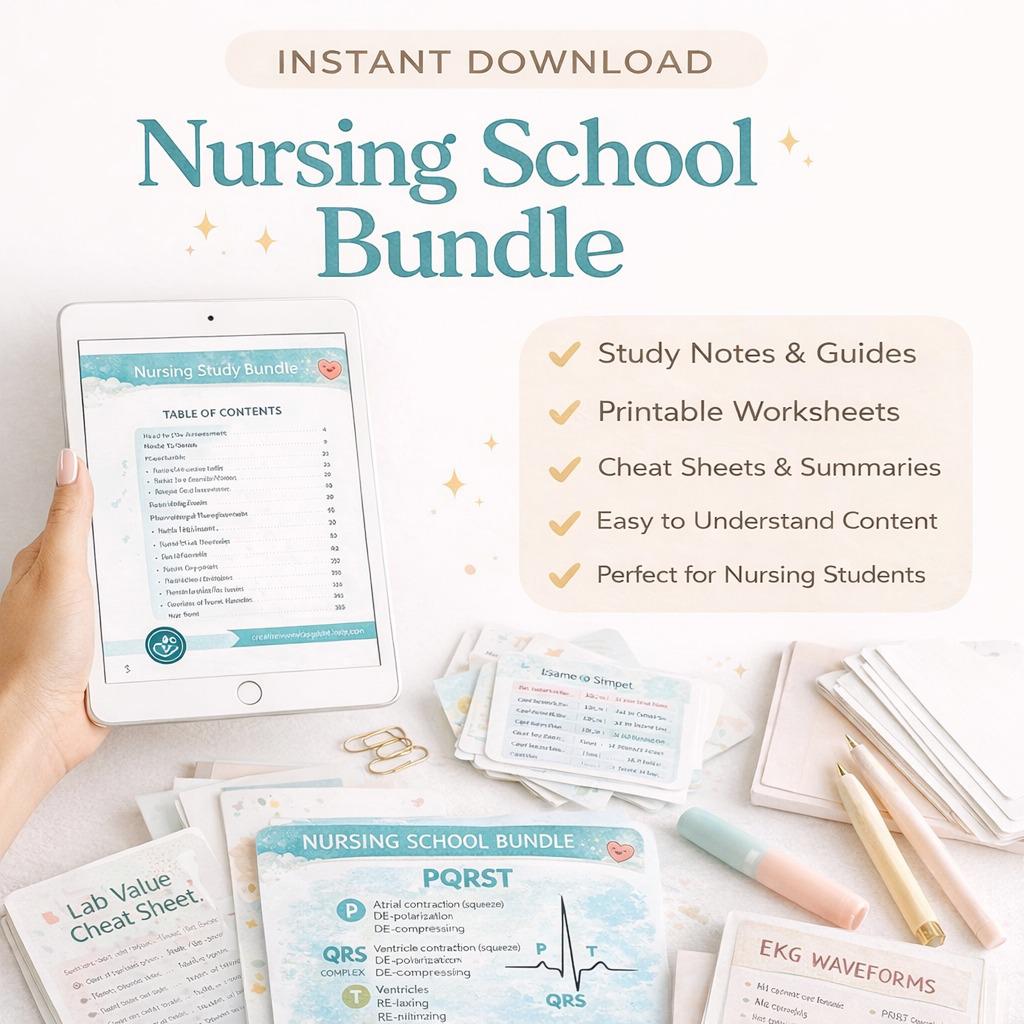 Ultimate Nursing School Bundle 2026 | NCLEX Study Guide, Med Surg, Pharmacology, Pediatrics, Fundamentals | Digital Download