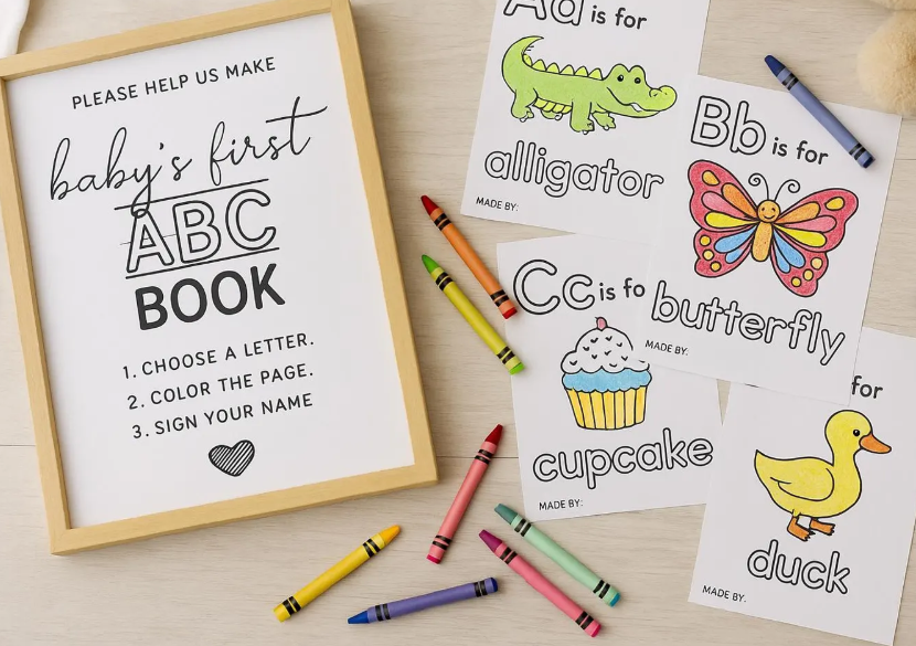 Baby Shower ABC Book Activity: Teacher-Made Baby's First Alphabet Book (Digital Download)