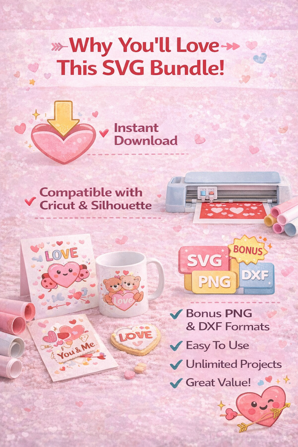 50 Valentines Day SVG Bundle – Retro Love Clipart | Digital Download for Cricut & Silhouette