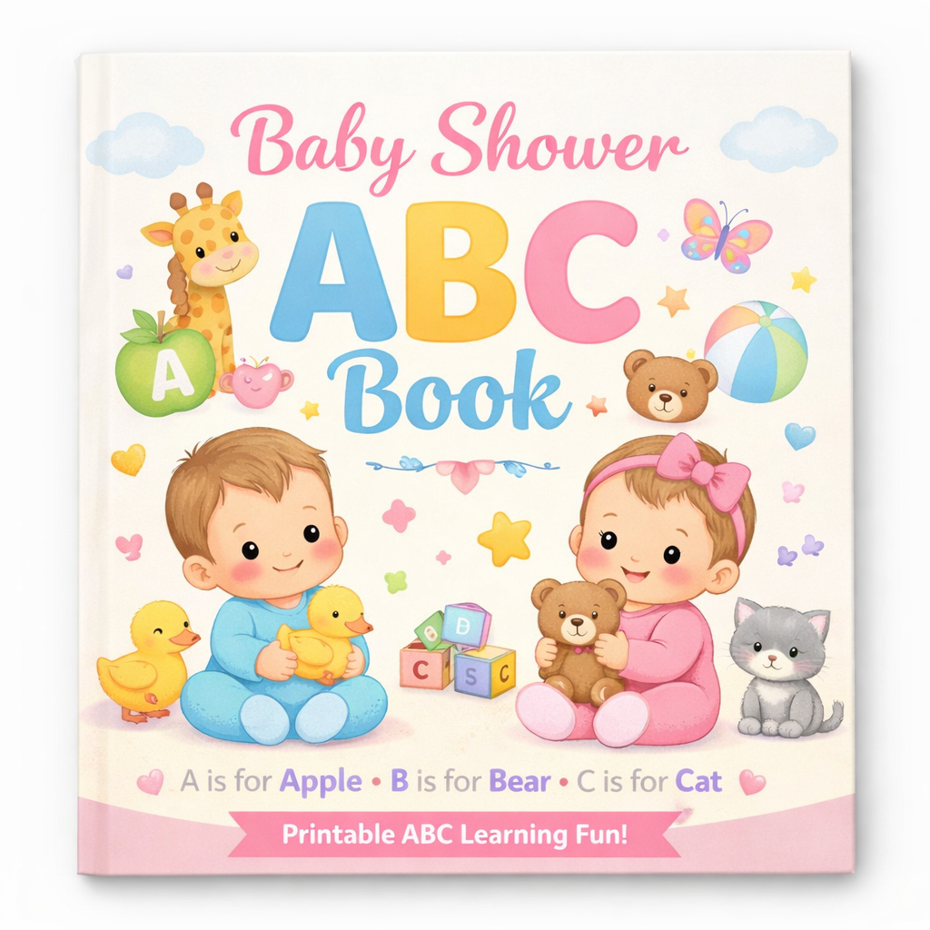 Baby Shower ABC Book – Cute First Alphabet Activity for Babies & Toddlers | Printable PDF • Instant Download