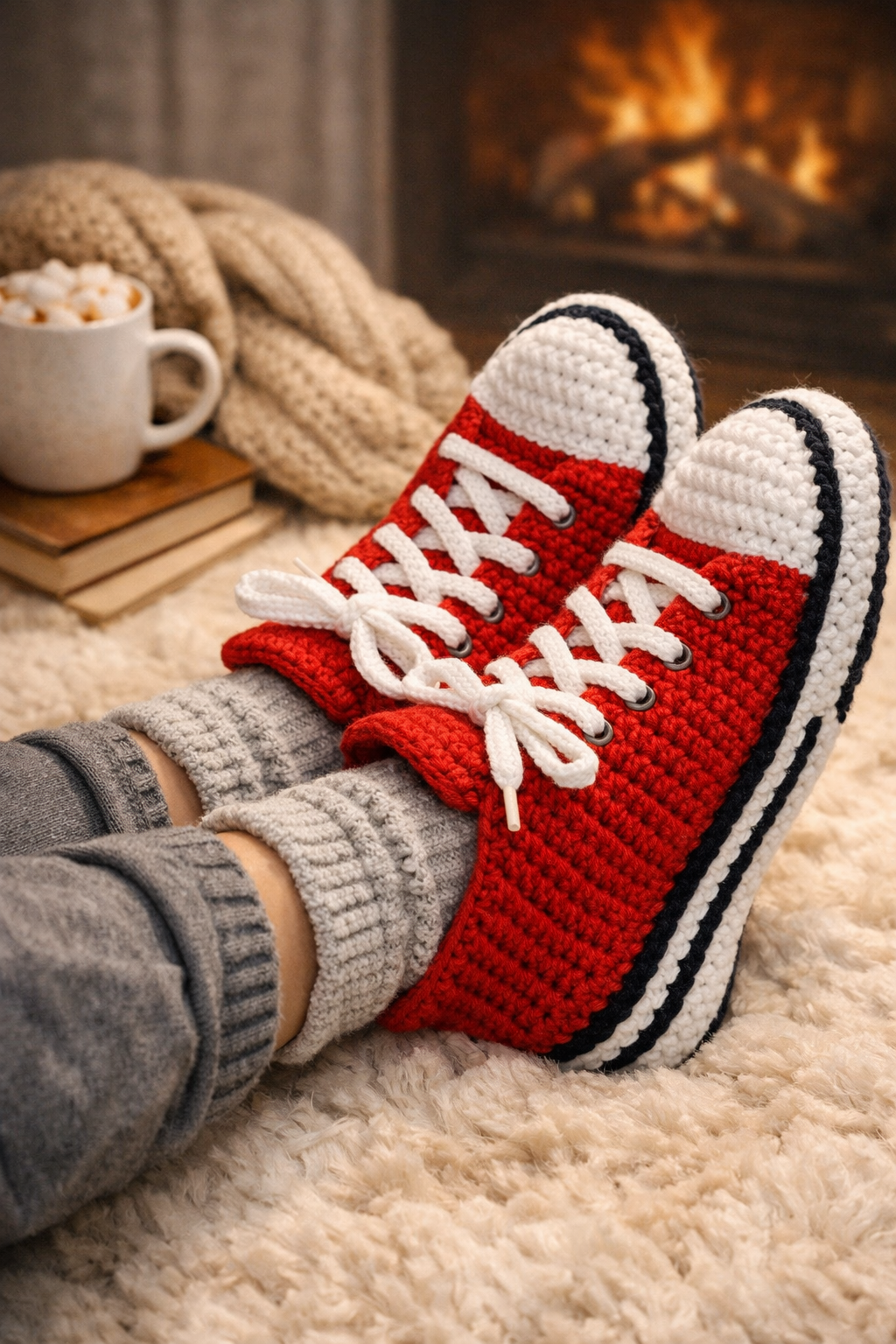 Crochet Adult Sneaker Slippers – Step-by-Step PDF Guide + Pattern | Instant Download