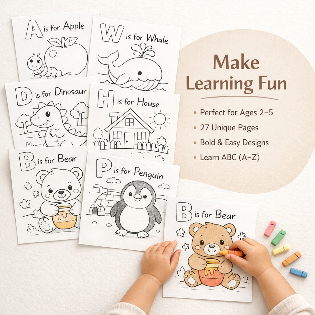 Baby Shower ABC Book Activity: MADE WITH LOVE BY FREINDS AND FAMILY Baby's First Alphabet Book (Digital Download)